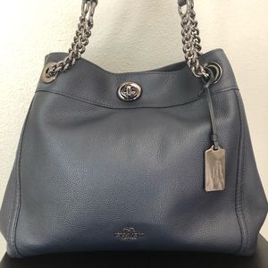 Coach Navy & Gunmetal Turnlock Edie